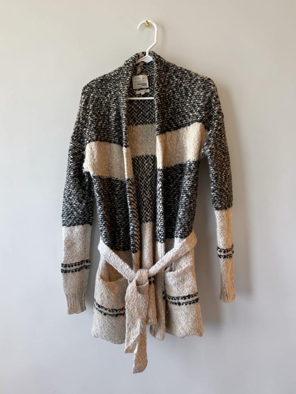 Atitzia Wilfred Free Italian Yarn 68% Alpaca & Wool Belted Open Cardigan Size XS